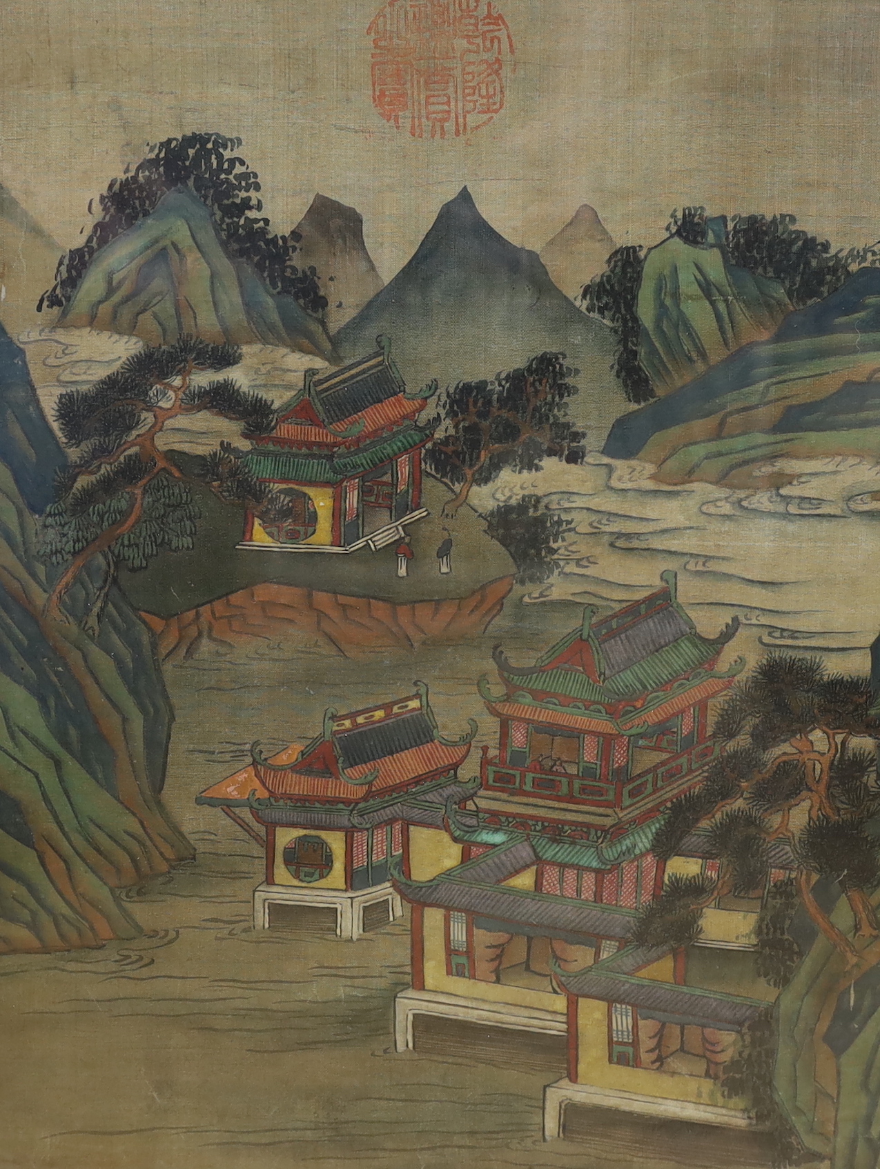 Late 19th century Chinese school, a set of four watercolour landscape paintings on silk, 31 x 25cm